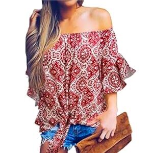 Womens Off the Shoulder Top by LuckyMore Size Medium